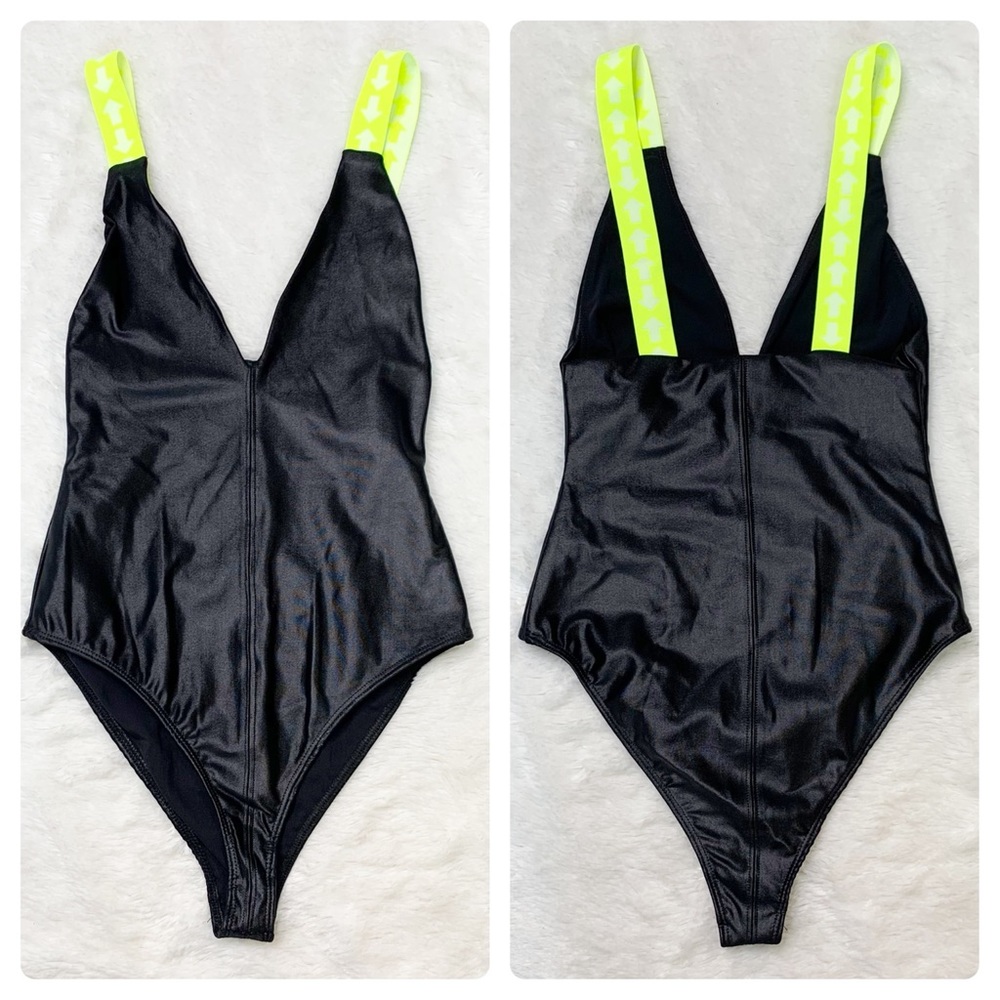 Koral Black One-Piece Swimsuit with Neon Yellow Straps
